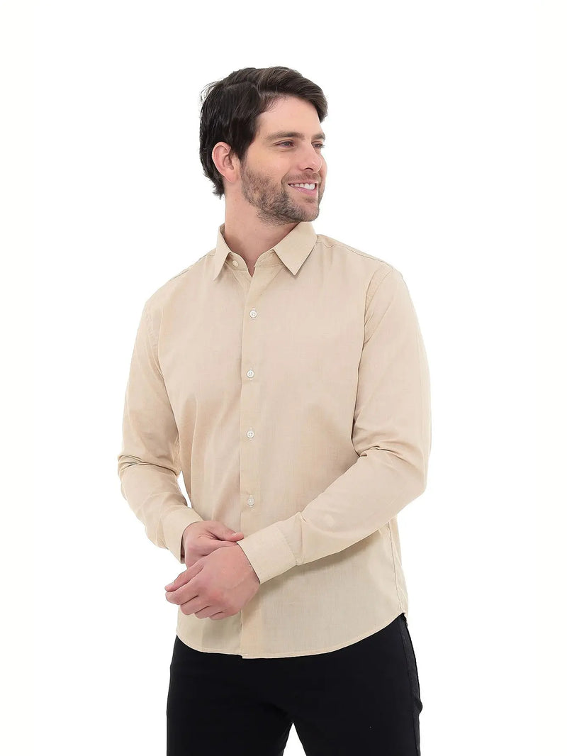 Men's Premium Linen Type Beige Social Shirt