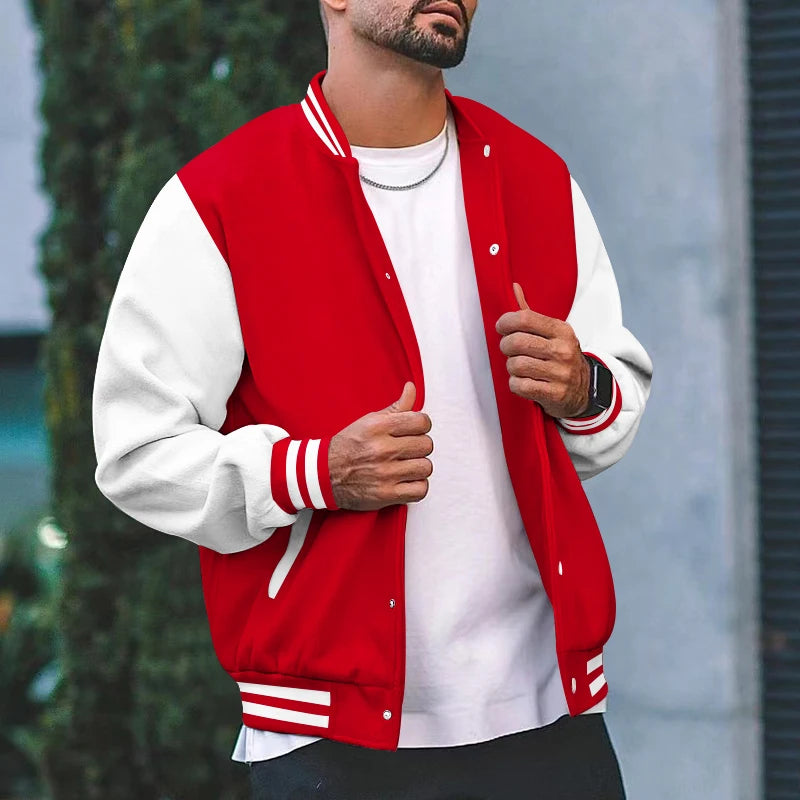 Spring and fall classic men's loose casual stand-up collar button-up baseball jacket flight jacket