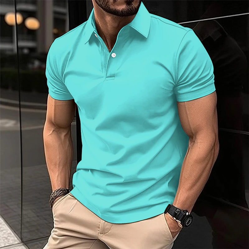 TIKI's Best-Selling Solid Color Men's POLO Shirt, Men's T-Shirt, Casual And Comfortable Office Men's Clothing, Camisas De Hombre