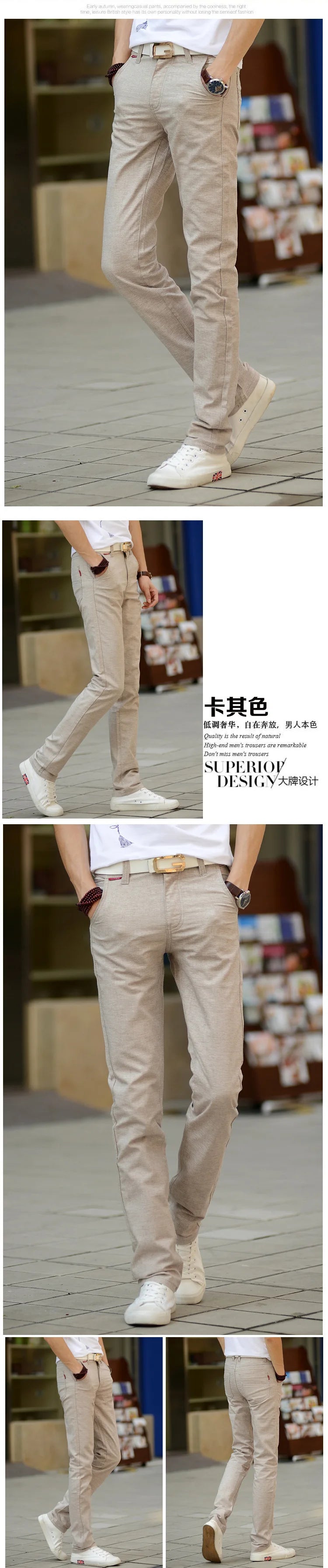 Trendy Korean Style Summer Thin Straight-Leg Casual Pants Men's Cotton Linen Blouse Slimming Effect Tailored To Your Body