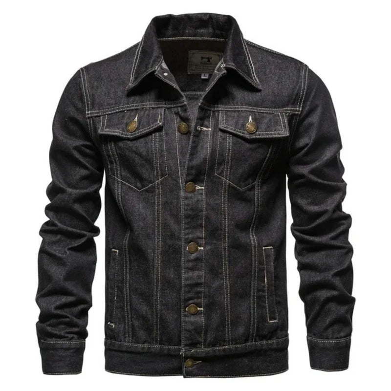 New Autumn Men's Casual Workwear Jeans Jacket Loose Casual Versatile Youthful Male Solid Color Tops Dnim Mens Outwear