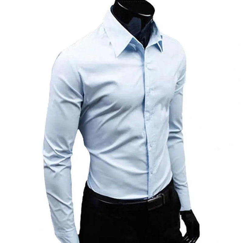 Classic Business Shirt  Breathable Not See Through Men's Shirt  Men's Slim Fit Cotton Business Shirt