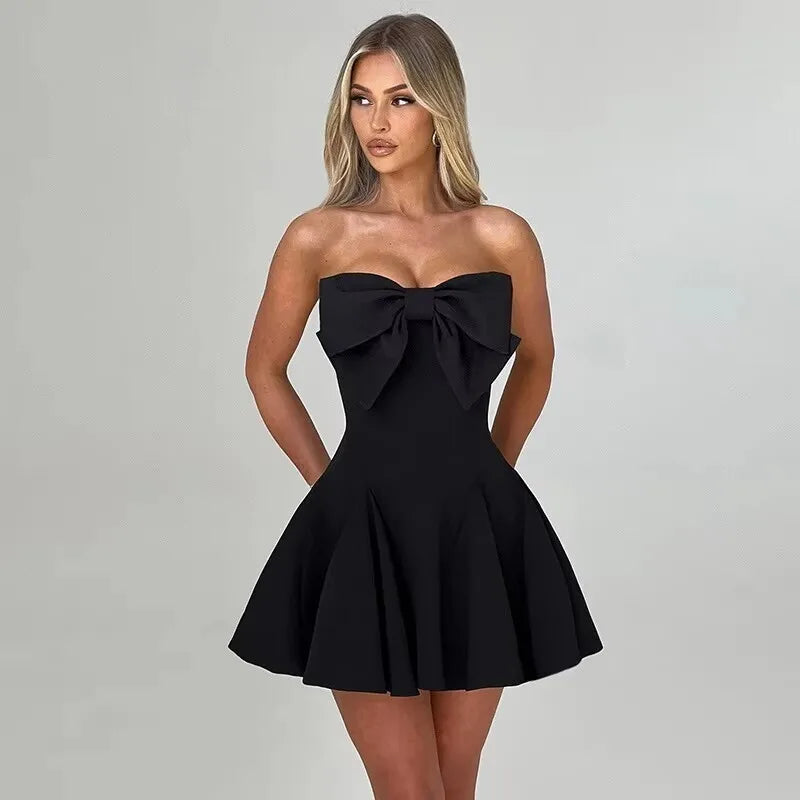 Townlike Pocket Elegant A-line Dress Women Mini 2024 Spring Summer Dress Deep V Neck Nightclub Sexy Party Dresses Vestidos