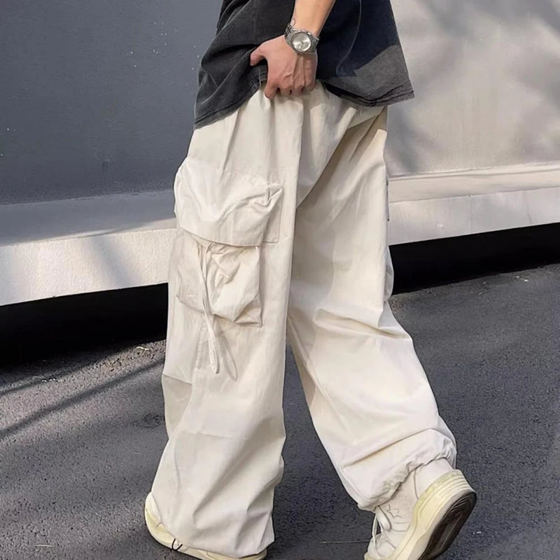 Mens Parachute-Style Loose Oversized Cargo Pants Fashion Hip-hop Y2K Streetwear