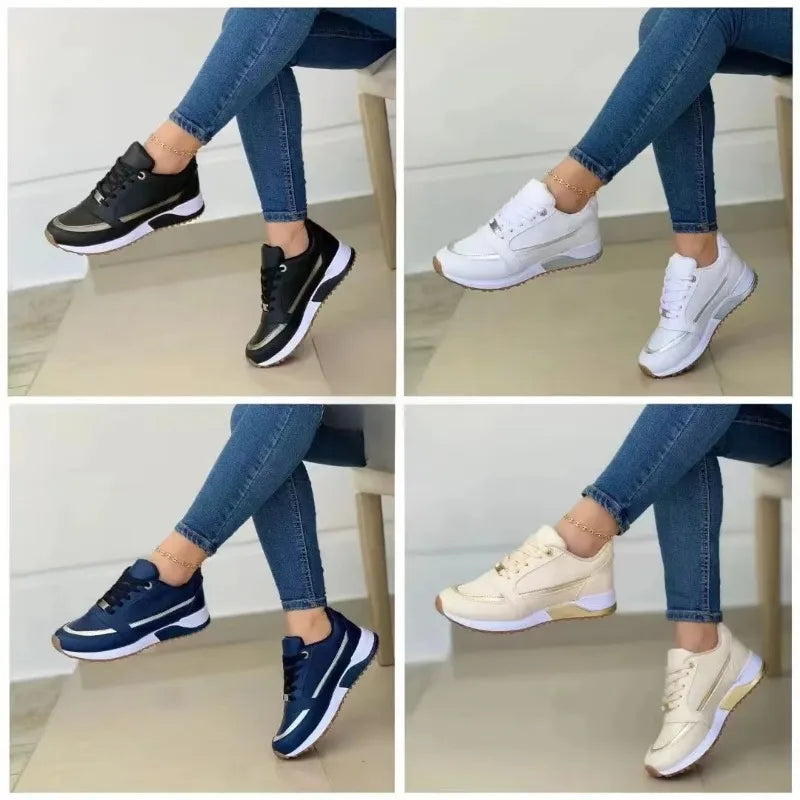 Summer New Women Causal SneakersFashion Breathable Mesh Lace Up Sports Shoes for Women Platform Ladies Walking Ladies Shoes