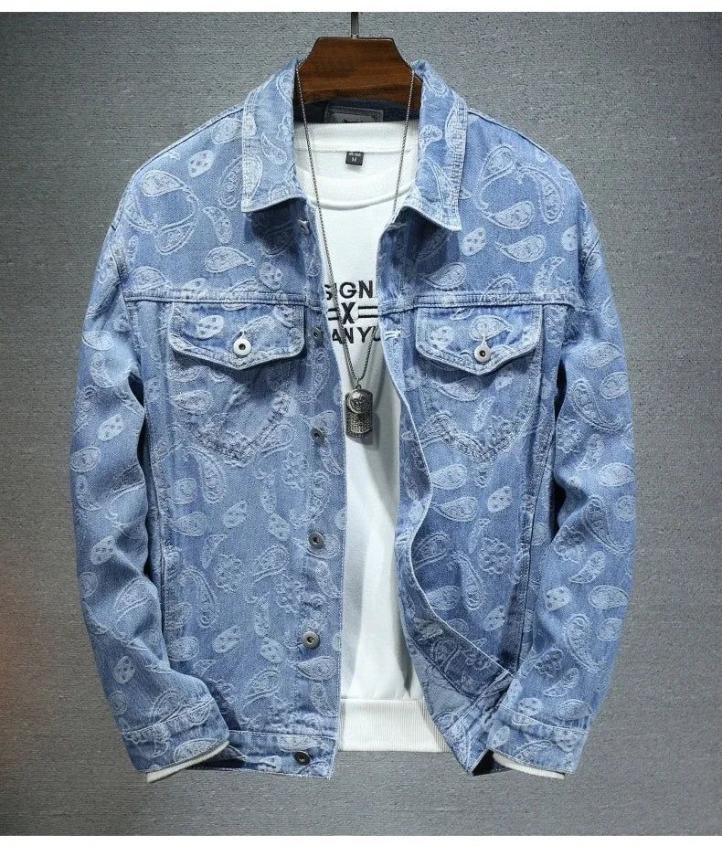 Spring Autumn Cotton printing Jeans Jacket Man Fashion Denim Jackets Coat Male Casual Bomber Jacket Men Clothing Outwear tops