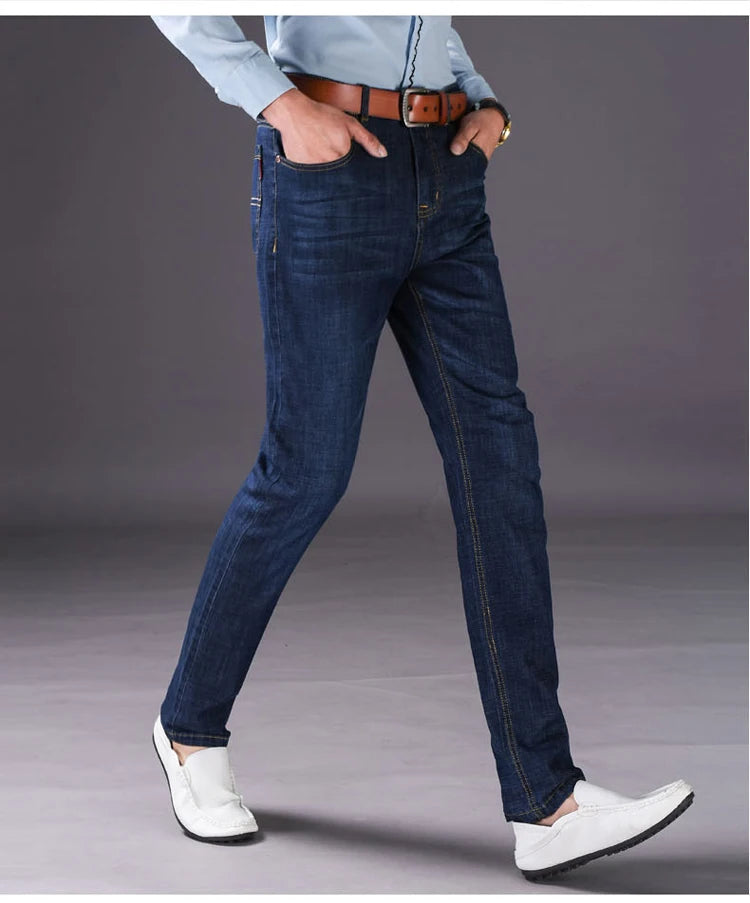 Summer men's thin jeans loose straight stretch pantsmen's business and casual upper body stylish jeansavailable in two colors