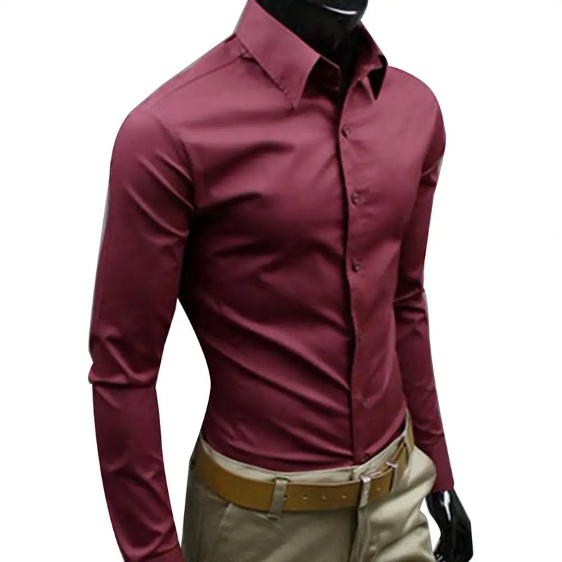 Classic Business Shirt  Breathable Not See Through Men's Shirt  Men's Slim Fit Cotton Business Shirt