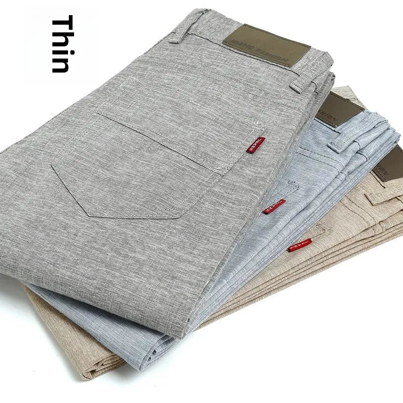 Trendy Korean Style Summer Thin Straight-Leg Casual Pants Men's Cotton Linen Blouse Slimming Effect Tailored To Your Body