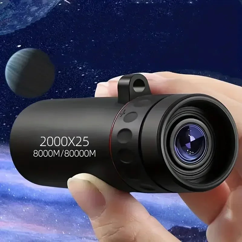 Telescópio Monocular HD 2000x25 para Exterior Mini Telescópio Portátil para Celular com Suporte para Camping Caça Observação de Pássaros Telescópios