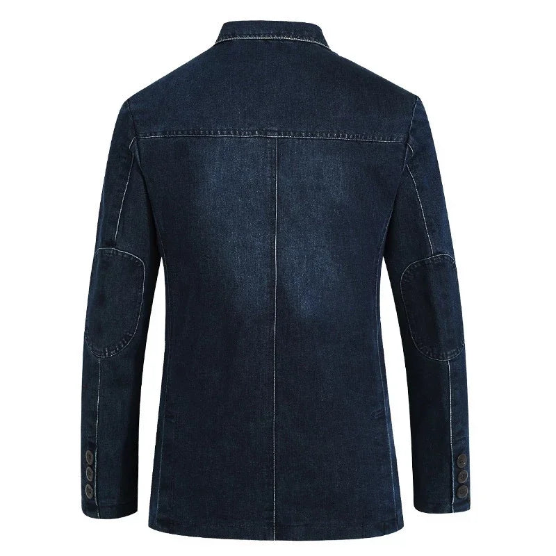 Men Denim Blazer Fashion Cotton Vintage Suit Coat Male Male Blue Casual Jeans Jacket New  Autumn Clothes Veste Homme