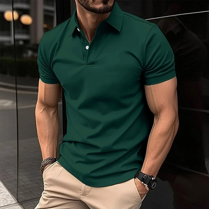 TIKI's Best-Selling Solid Color Men's POLO Shirt, Men's T-Shirt, Casual And Comfortable Office Men's Clothing, Camisas De Hombre