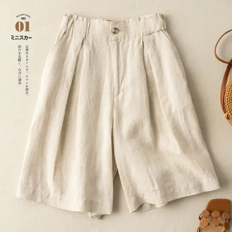 Women's Shorts with High Waisted Cotton Linen Harajuku Shorts Casual Loose Buttons Bermuda Shorts for Women Summer  5XL