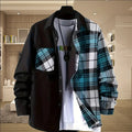 Men's spring and autumn new casual daily long-sleeved shirt single-breasted fashion comfortable patchwork plaid slim cardigan