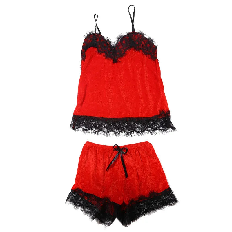 Sexy Lingerie Women Sleep Wear Camisole Bow Shorts V-Neck Tops Velvet Pajamas Sleepwear пижама женская Hot