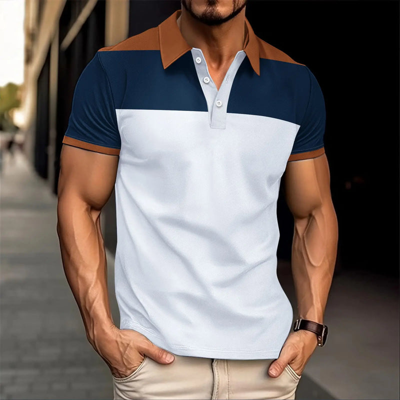 Men's Casual Business Fashion Sports Breathable Lapel Polo Shirt Summer Business Casual outing Men's Short Sleeve