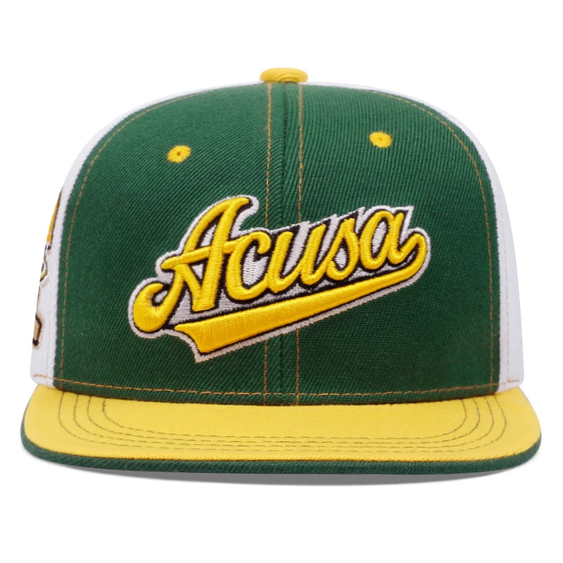 Novo boné Acusa Snapback bordado com blocos de cores Hip Hop Fashion Outdoor ajustável para homens e mulheres Chapéu de beisebol com proteção solar