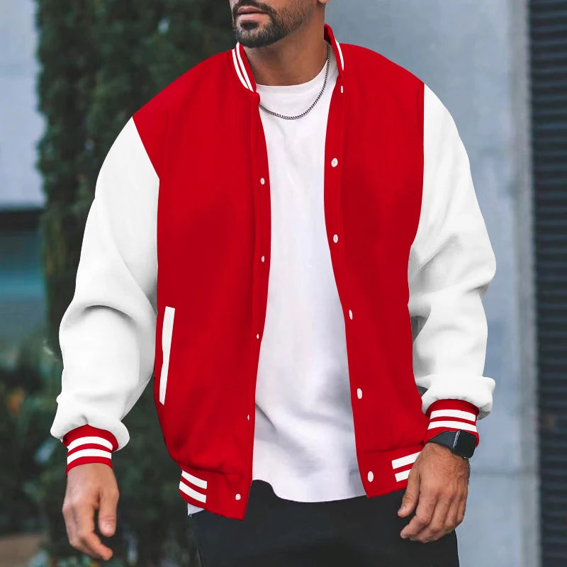 Spring and fall classic men's loose casual stand-up collar button-up baseball jacket flight jacket