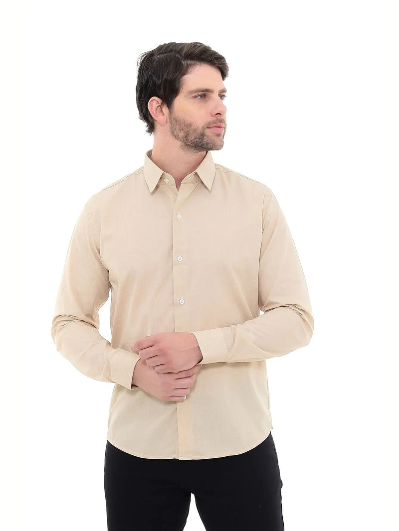 Men's Premium Linen Type Beige Social Shirt