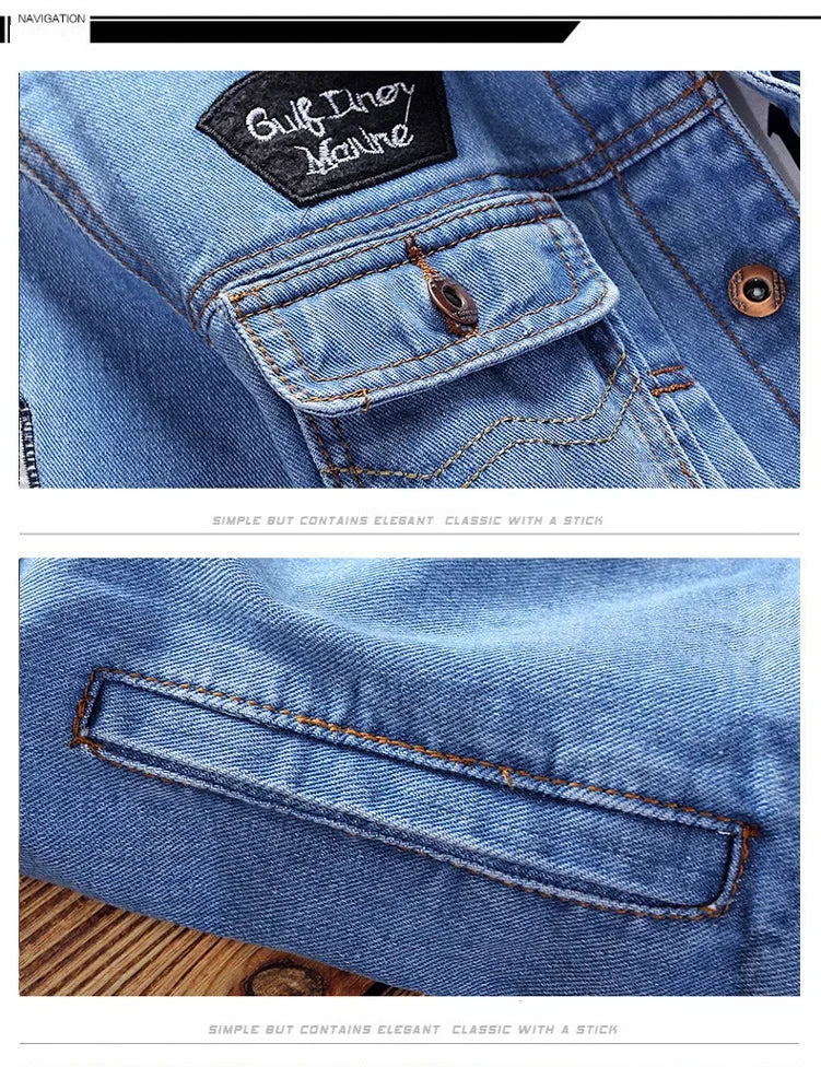 Fashion Denim Jacket Trendy Men's Jean Jackets Spring Autumn Casual Tops Stand Collar Outwear Motorcycle Cowboy New