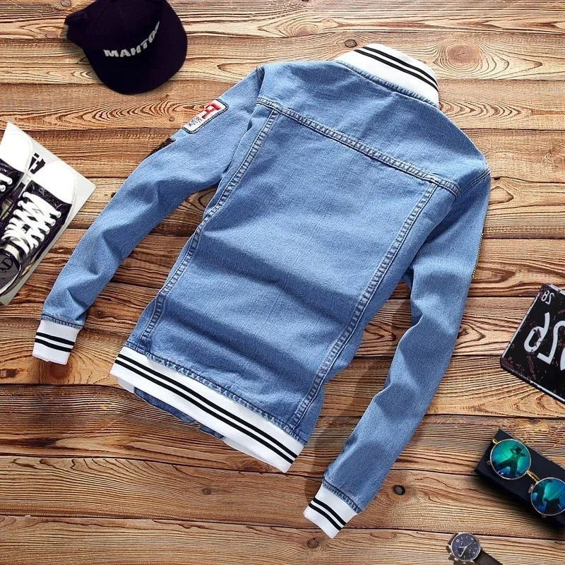 Fashion Denim Jacket Trendy Men's Jean Jackets Spring Autumn Casual Tops Stand Collar Outwear Motorcycle Cowboy New