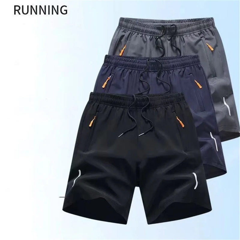 Men's Ice Silk Shorts 2024 New Casual Five-minute Pants Quick-drying Breathable Running Fitness Elastic Sports Mid-pants