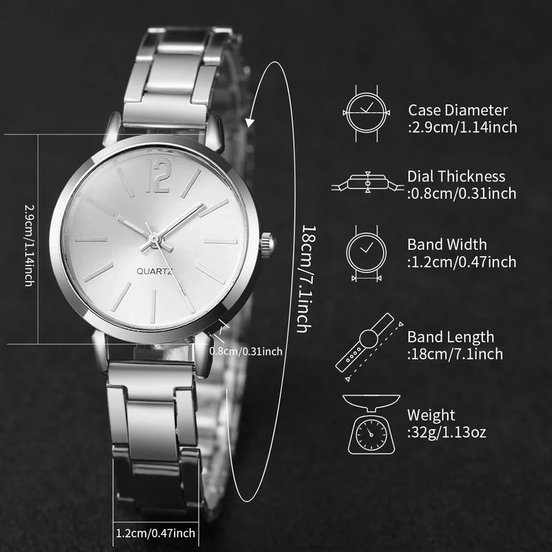 Fashion Women Elagant Watch Casual Simple Steel Strap Quartz Watch Love Bracelet 2PCs Set Temperament Wearing Style