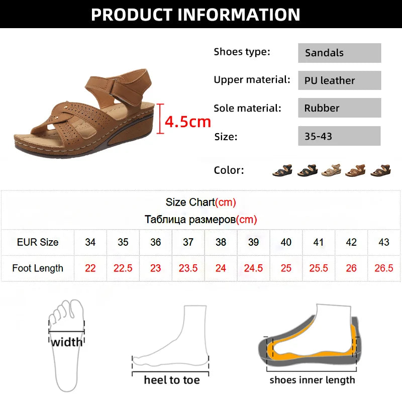 Plus Size Fashion Wedge Sandals Women Summer 2023 Casual Platform Walking Sandalias Mujer Comfortable Non Slip Beach Shoes Woman