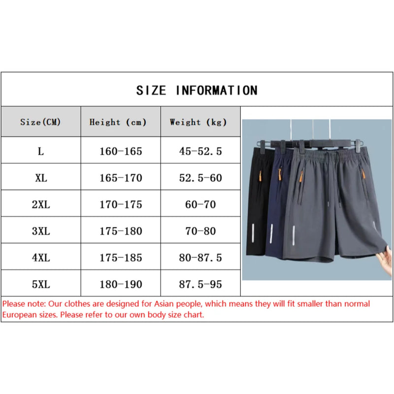 Men's Ice Silk Shorts 2024 New Casual Five-minute Pants Quick-drying Breathable Running Fitness Elastic Sports Mid-pants