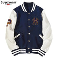 Supzoom New Arrival Letter Rib Sleeve Cotton Top Fashion Logo Single Breasted Casual Print Baseball Jacket Loose Cardigan Coat