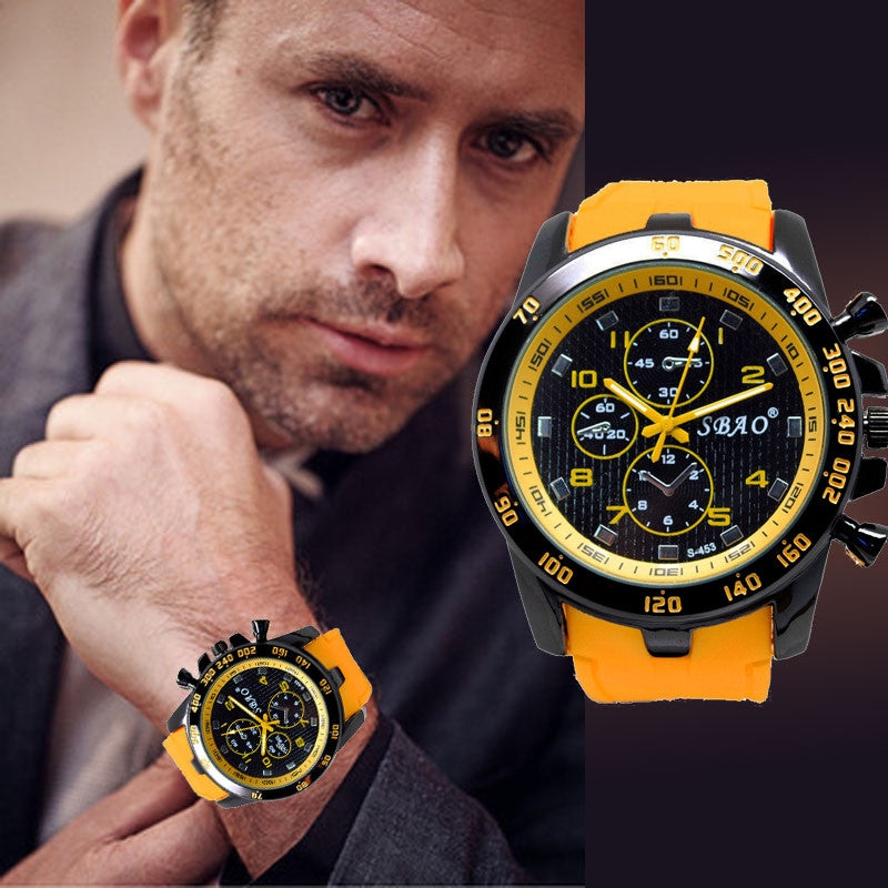 Modern Men Wrist Watch Stainless Steel Sport Analog Quartz Wristwatch  Life Waterproof Fashion Sports Watches clock Yellow