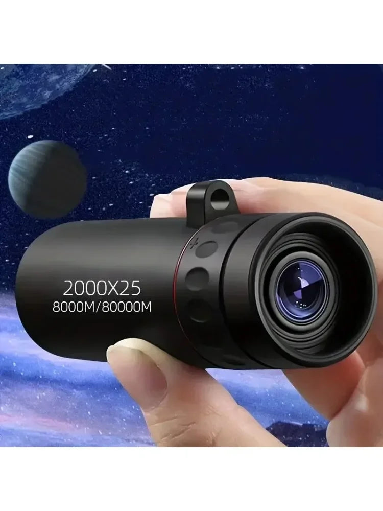 Telescópio Monocular HD 2000x25 para Exterior Mini Telescópio Portátil para Celular com Suporte para Camping Caça Observação de Pássaros Telescópios