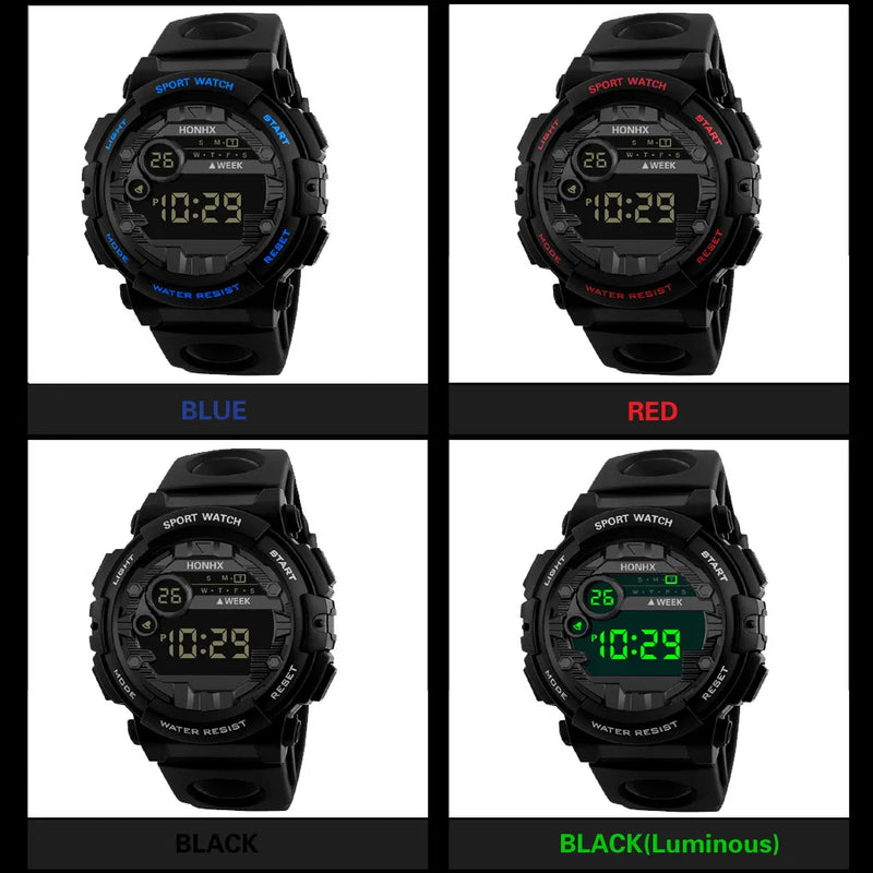 Mens Electronic Watch Classic All-Match Digital Watch Luminous Led Display Week Watch Causal Outdoor Sports Electronic Watch