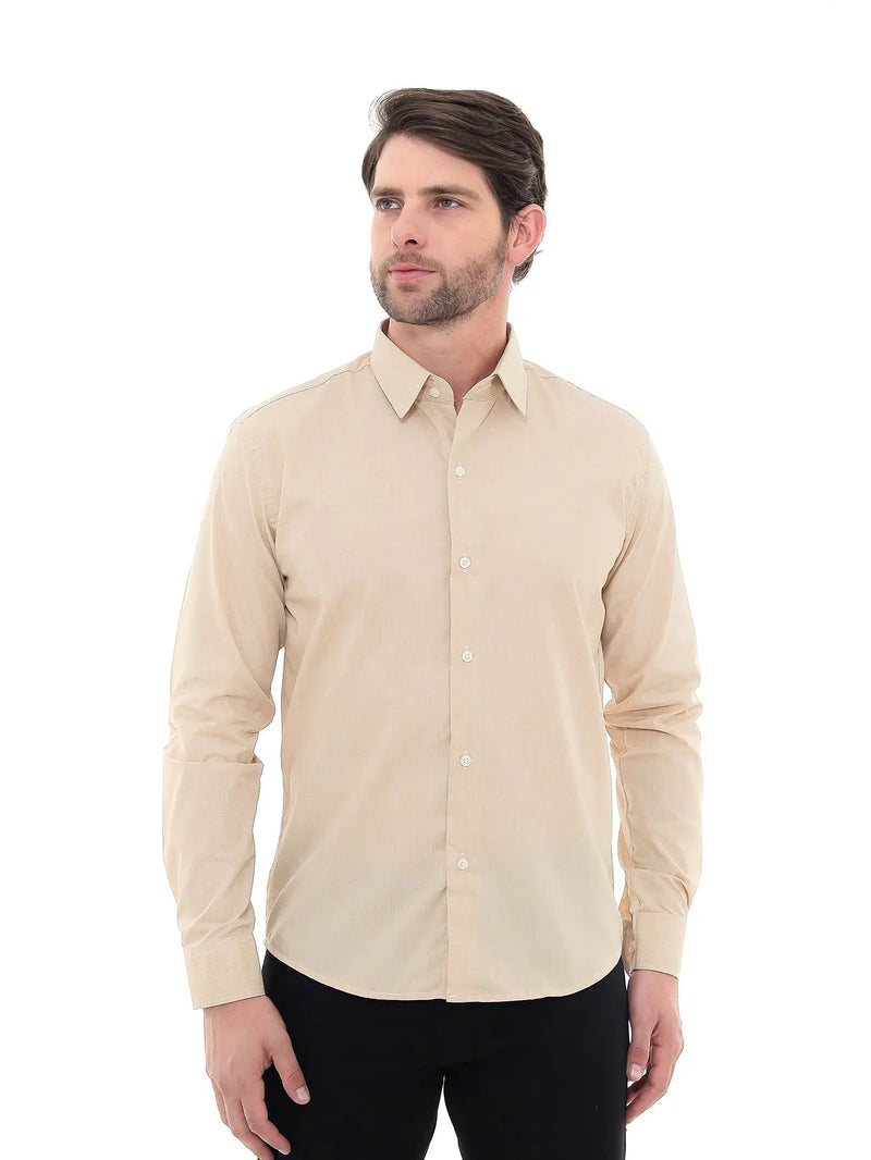 Men's Premium Linen Type Beige Social Shirt