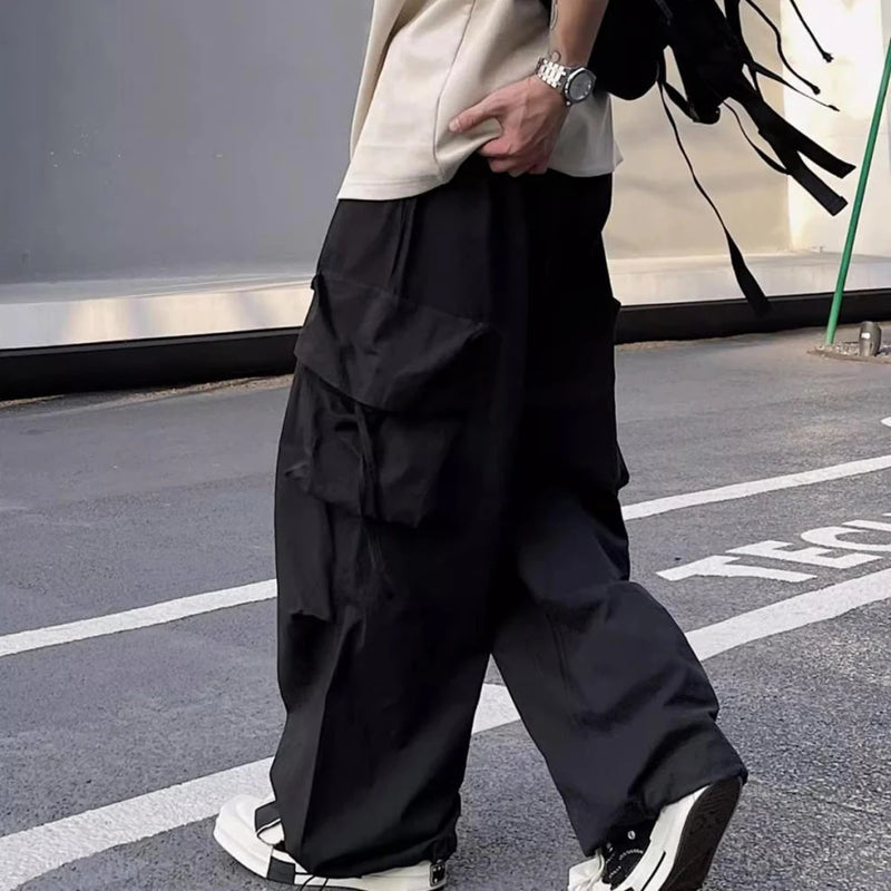 Mens Parachute-Style Loose Oversized Cargo Pants Fashion Hip-hop Y2K Streetwear