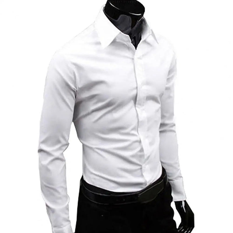 Classic Business Shirt  Breathable Not See Through Men's Shirt  Men's Slim Fit Cotton Business Shirt