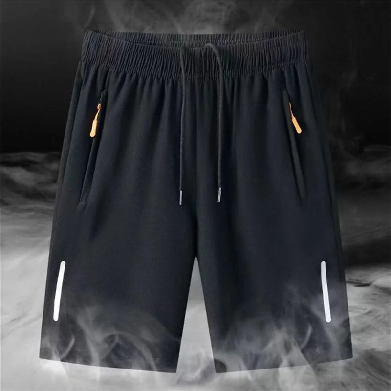 Men's Ice Silk Shorts 2024 New Casual Five-minute Pants Quick-drying Breathable Running Fitness Elastic Sports Mid-pants