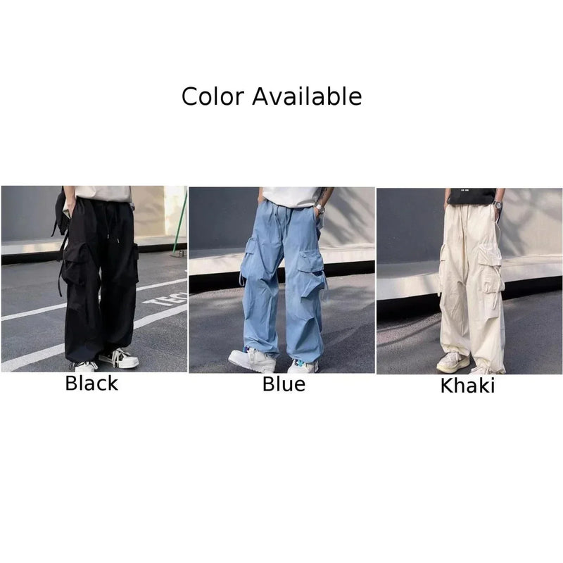 Mens Parachute-Style Loose Oversized Cargo Pants Fashion Hip-hop Y2K Streetwear