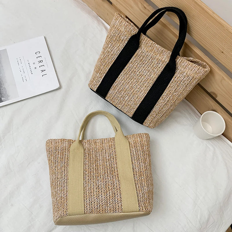 Bolsa Rattan Handbags Casual Praia