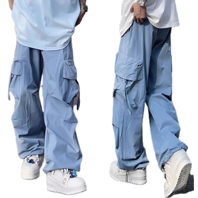 Mens Parachute-Style Loose Oversized Cargo Pants Fashion Hip-hop Y2K Streetwear