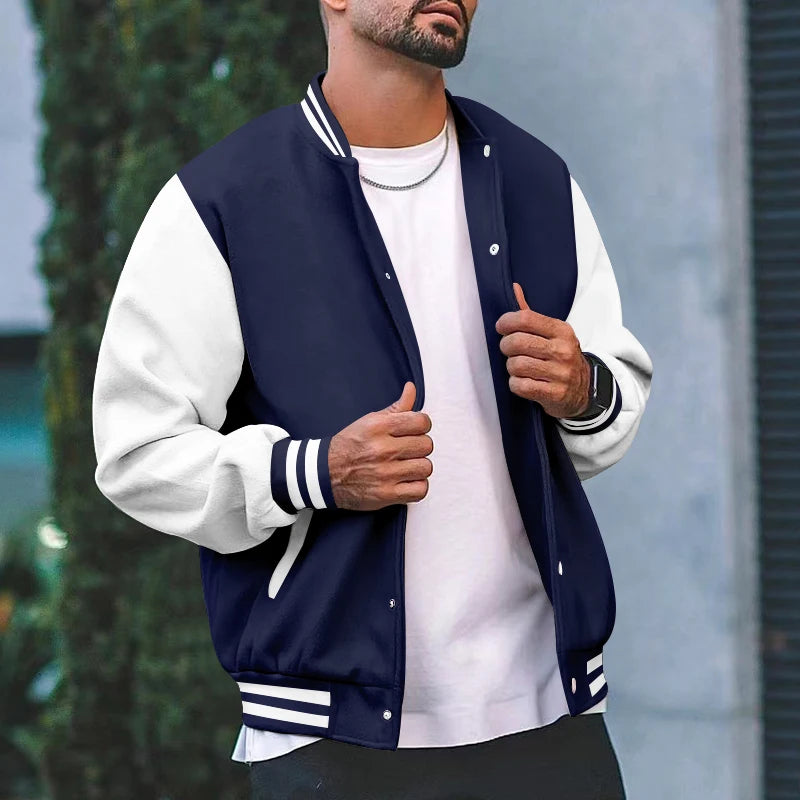 Spring and fall classic men's loose casual stand-up collar button-up baseball jacket flight jacket