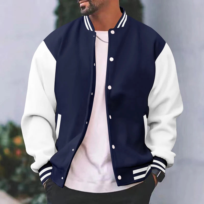 Spring and fall classic men's loose casual stand-up collar button-up baseball jacket flight jacket