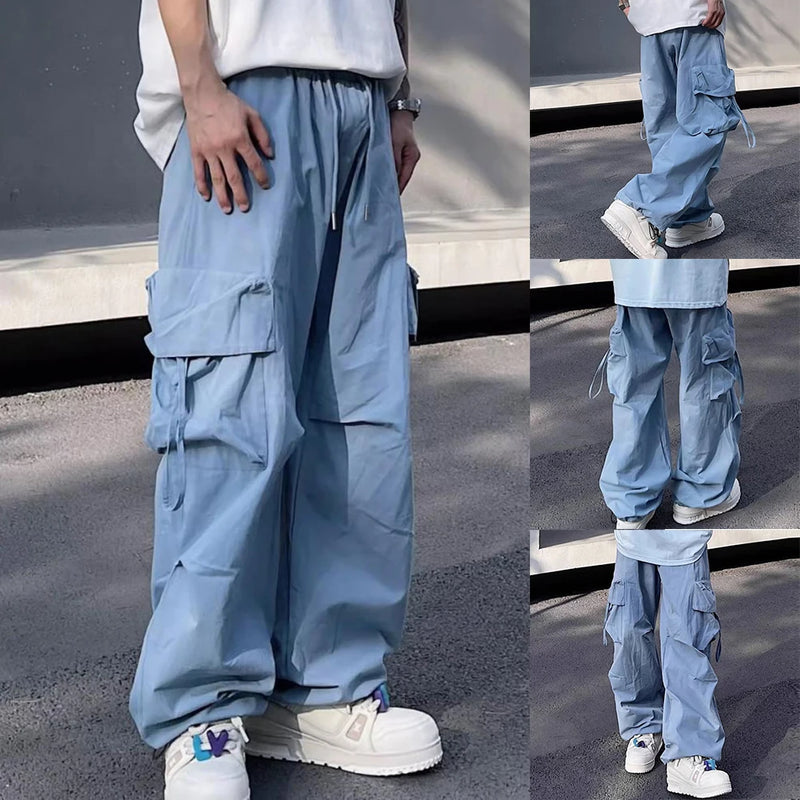 Mens Parachute-Style Loose Oversized Cargo Pants Fashion Hip-hop Y2K Streetwear