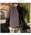 Hooded Sweatshirts Patchwork Fake Two Piece Pullover Top Student Oversized Hooded Korean Fashion High Street Hip Hop Men Clothes