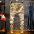 Fashion designer skinny jeans boutique stretch casual men's denim trousers jogging pants men's casual straight men cycling jeans