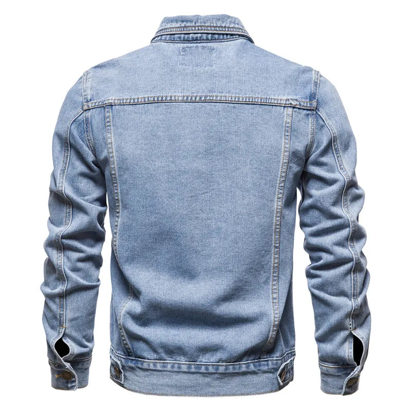 New Autumn Men's Casual Workwear Jeans Jacket Loose Casual Versatile Youthful Male Solid Color Tops Dnim Mens Outwear