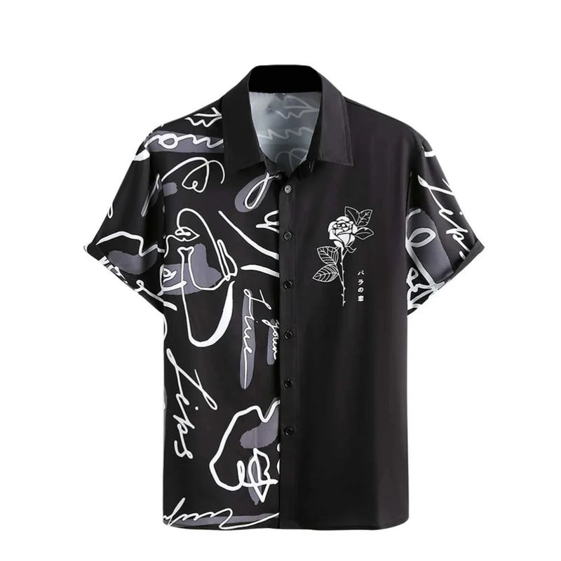 Summer Men Women Seaside button-down Versatile Shirts With Personalized And Interesting Print Design short-sleeved Fashion Tops