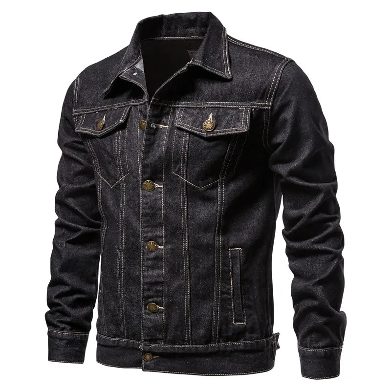 New Autumn Men's Casual Workwear Jeans Jacket Loose Casual Versatile Youthful Male Solid Color Tops Dnim Mens Outwear