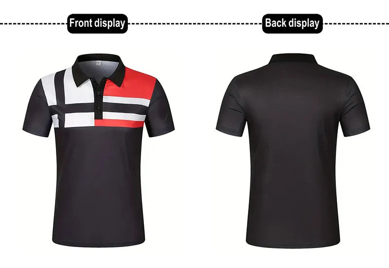 Summer men's short sleeved polo shirt, business office lapel shirt, men's sports and leisure fashionable stripe T-shirt top