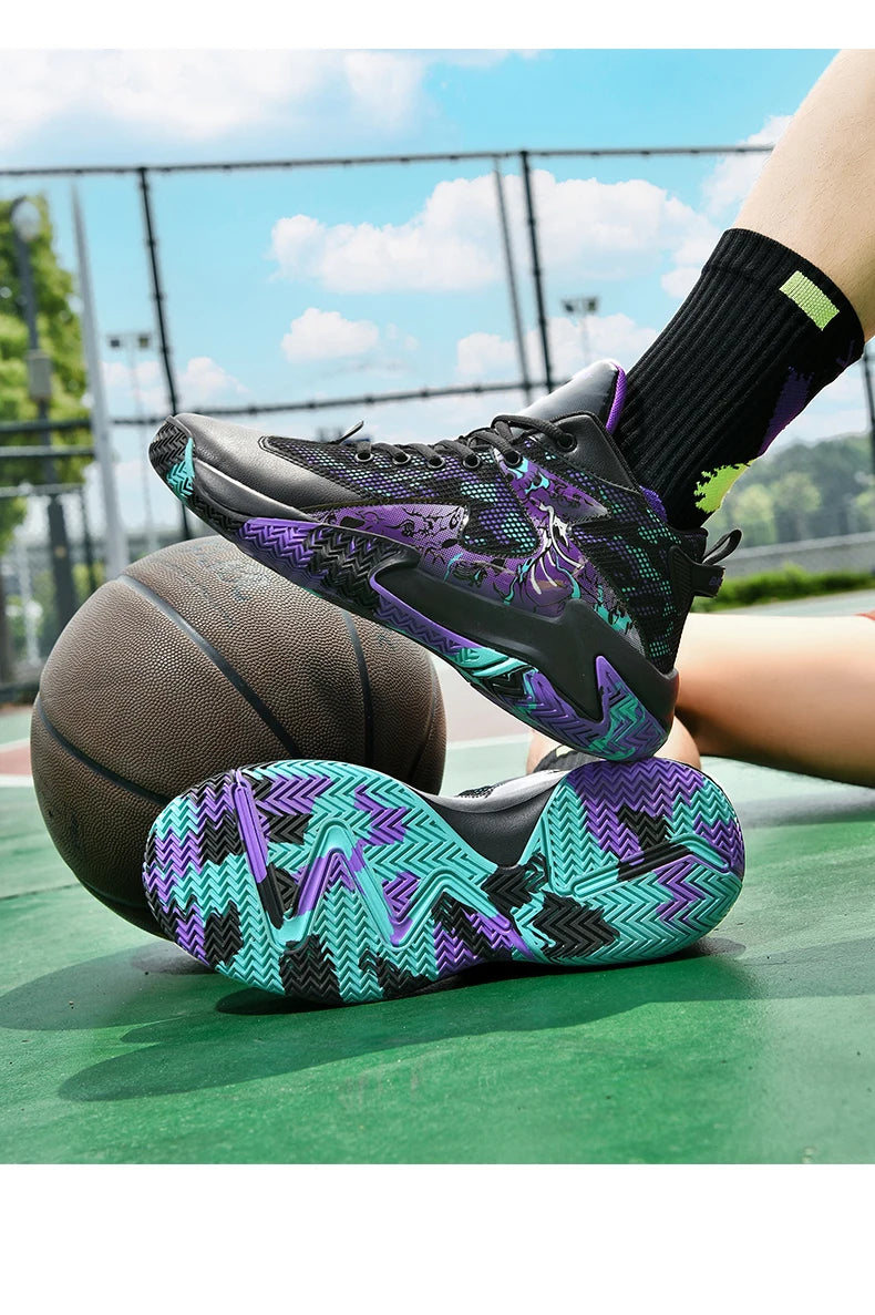 Men's Basketball Shoes Cushioned Breathable Sneakers Train Athletes Women's Basketball Sneakers Street Basketball Boots